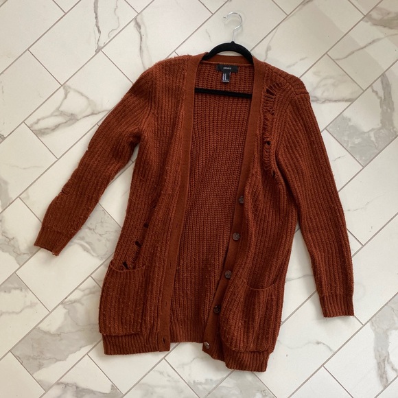 rust cardigan sweater